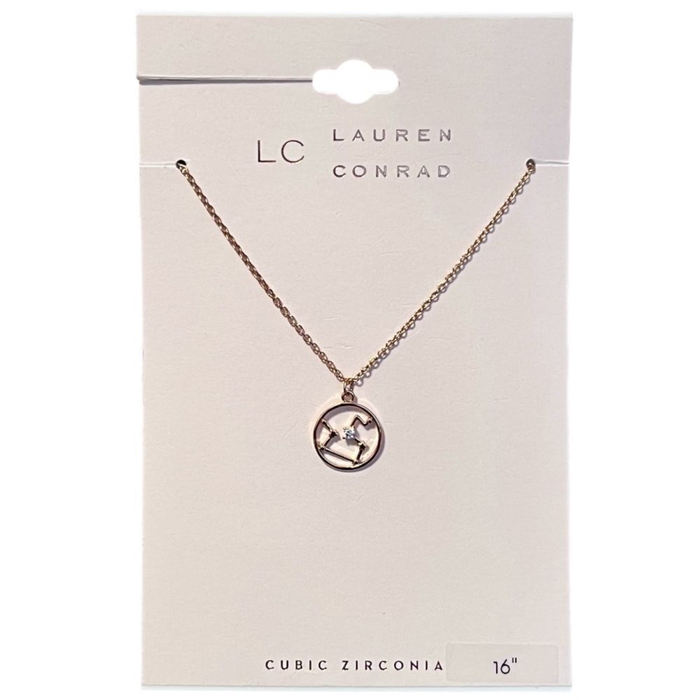 LC Lauren Conrad Gold Leo Zodiac Constellation Cubic Zirconia Necklace
